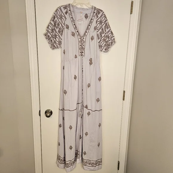 chinese dress ladies Amazon Free People Dahlia Embroidered Maxi Dress